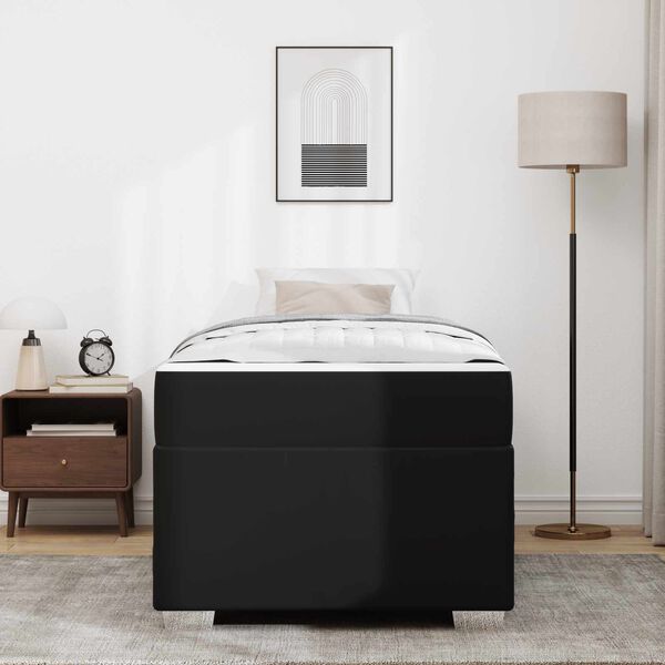 vidaXL Estrutura da Cama com colch&atilde;o Preto 100 x 200 cm tecido