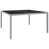 vidaXL Mesa de jardim 130x130x72 cm a&ccedil;o e vidro cinzento