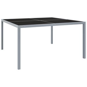 vidaXL Mesa de jardim 130x130x72 cm a&ccedil;o e vidro cinzento