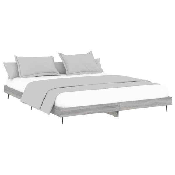 vidaXL Estrutura de cama 200x200 cm derivados madeira cinzento sonoma