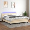 vidaXL Cama box spring c/ colch&atilde;o e LED 180x200 cm tecido cor creme