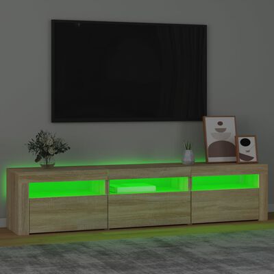 vidaXL Móvel de TV com luzes LED 180x35x40 cm carvalho sonoma