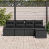 vidaXL Conjunto de Sof&aacute;s com almofada 5 pcs Preto vime PE