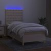 vidaXL Cama box spring c/ colch&atilde;o e LED 90x200 cm tecido cor creme