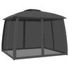vidaXL Gazebo c/ teto duplo/paredes de malha 2,93x2,93 m a&ccedil;o antracite