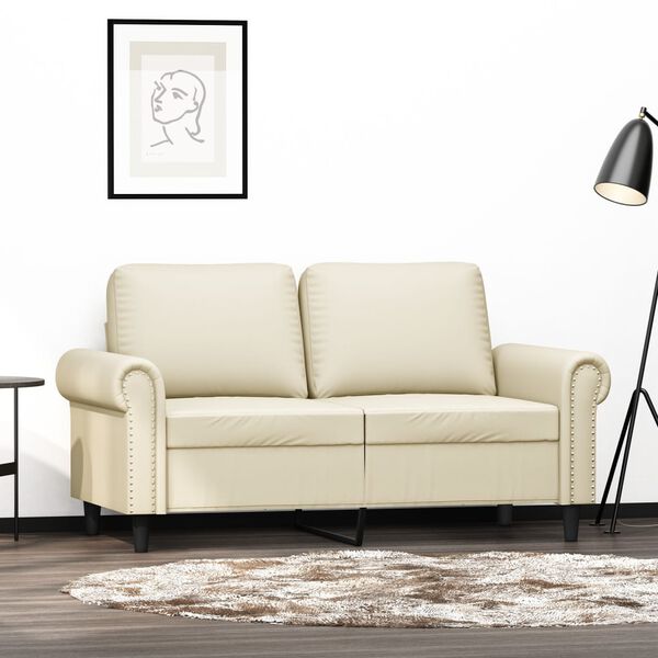 vidaXL Sof&aacute; de 2 lugares 120 cm couro artificial cor creme