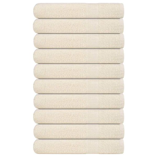 vidaXL Toalhas FROGN 10 pcs 100x200 cm 360 g/m&sup2; creme