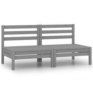 vidaXL Sof&aacute; de 2 lugares para jardim pinho maci&ccedil;o cinzento