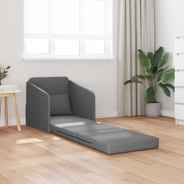 vidaXL Sof&aacute;-Cama Dobr&aacute;vel Cinza Escuro 65 x 80 x 83 cm tecido