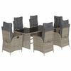 vidaXL 7 pcs conjunto de jantar p/ jardim c/ almofad&otilde;es vime PE cinza