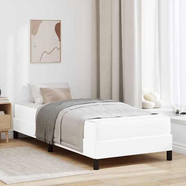 vidaXL Estrutura da Cama com colch&atilde;o Branco Puro 90 x 200 cm tecido