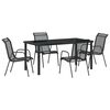 vidaXL Conjunto de Jantar para Jardim 5 unid. Preto A&ccedil;o revestido a p&oacute;