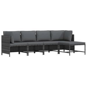 vidaXL 4 pcs conjunto lounge de jardim c/ almofad&otilde;es vime PE cinzento
