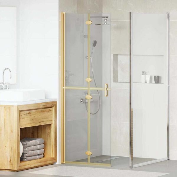 vidaXL Parede de Chuveiro Walk-in Dourado e transparente 70 x 190 cm