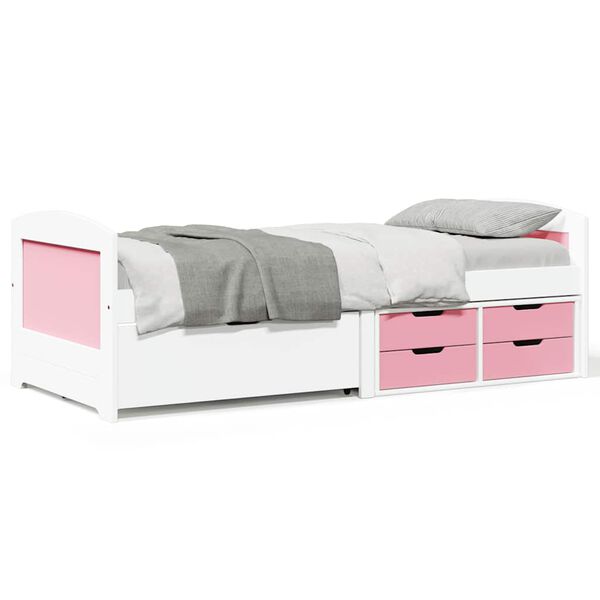 vidaXL Sofá-cama com 5 gavetas sem colchão 90x200 cm IRUN branco&rosa
