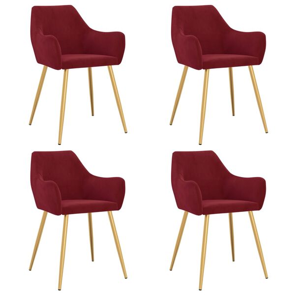 vidaXL Cadeiras de jantar 4 pcs veludo vermelho tinto