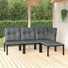 vidaXL 4 pcs conjunto lounge de jardim vime PE preto e cinzento