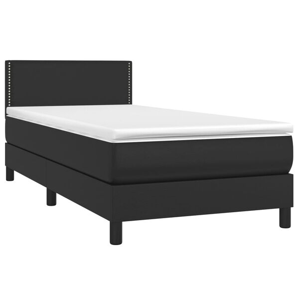 vidaXL Cama box spring c/ colch&atilde;o/LED 100x200cm couro artificial preto