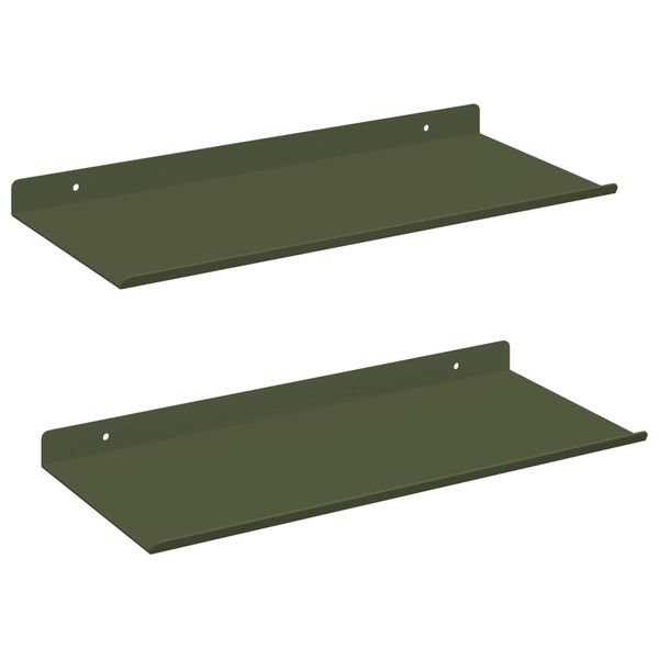 vidaXL Prateleira Flutuante 2 pcs Verde Oliva 40 x 18 x 2,5 cm A&ccedil;o