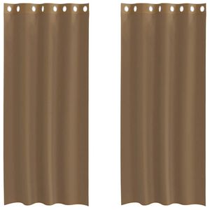 vidaXL Cortinas de voile com ilh&oacute;s 2 pcs castanho-claro