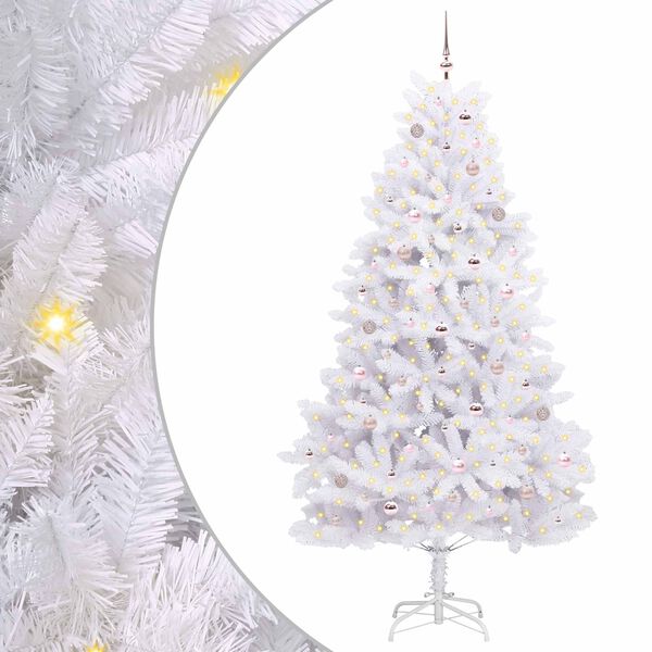 vidaXL &Aacute;rvore de Natal Articulada Artificial Branco 240 cm PVC e A&ccedil;o