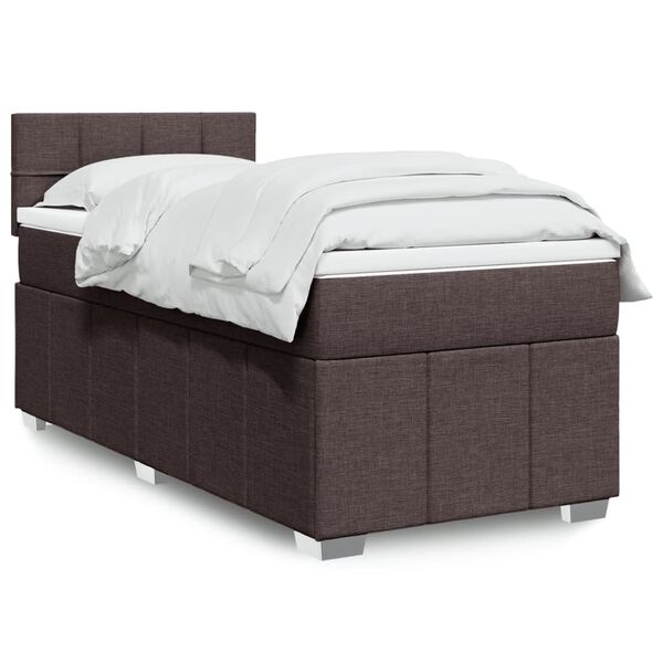 vidaXL Cama com molas/colch&atilde;o 90x190 cm tecido castanho-escuro