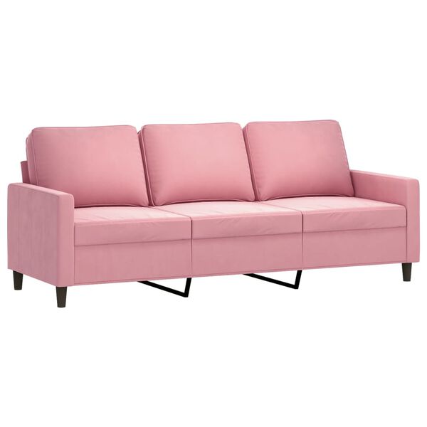 vidaXL Sof&aacute; de 3 lugares com apoio de p&eacute;s 180 cm veludo rosa