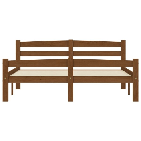 vidaXL Estrutura de cama 140x200 cm pinho maci&ccedil;o castanho mel