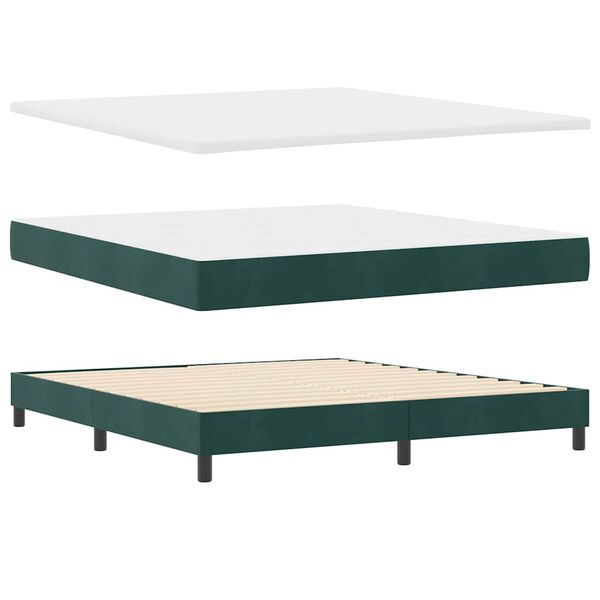 vidaXL Cama Box com colch&atilde;o Verde Escuro 200 x 180 cm Veludo