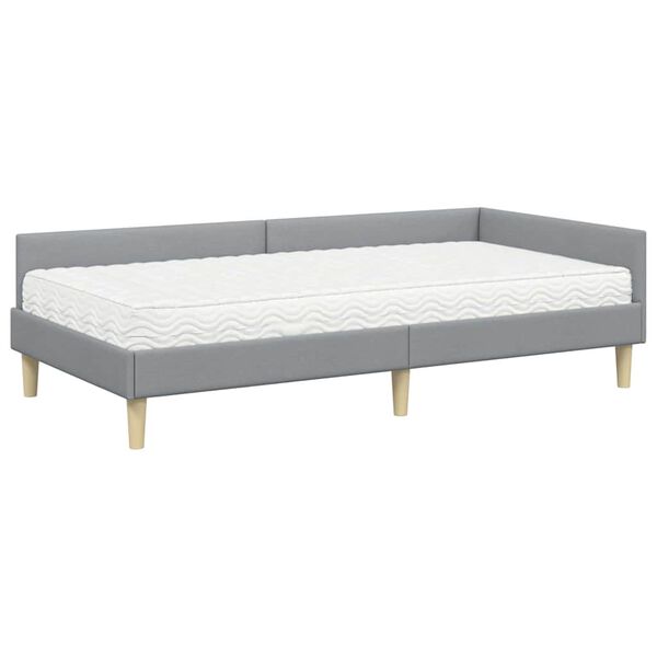 vidaXL Estrutura de Cama de Canto com Colch&atilde;o 2 pcs Cinzento-claro
