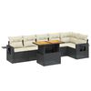 vidaXL 7 pcs conjunto de sof&aacute;s p/ jardim c/ almofad&otilde;es vime PE preto