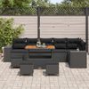 vidaXL Conjunto de Sof&aacute; de Jardim com almofada 10 pcs Preto vime PE