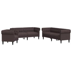 vidaXL 3 pcs conjunto de sof&aacute;s tecido castanho-escuro