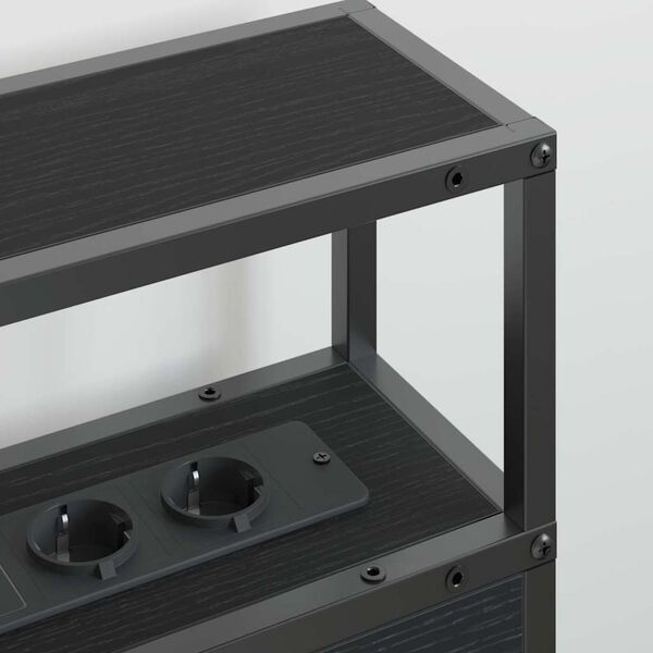 vidaXL Cabeceira de armazenamento com prateleira Carvalho preto 150 cm