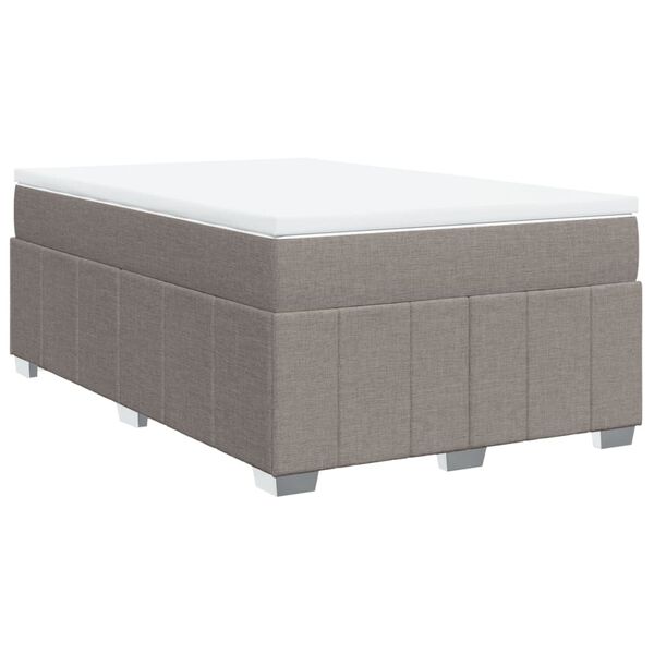 vidaXL Cama boxspring c/ colch&atilde;o 120x190cm tecido castanho-acinzentado