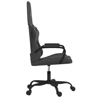 vidaXL Cadeira gaming massagens couro artificial preto e cinzento