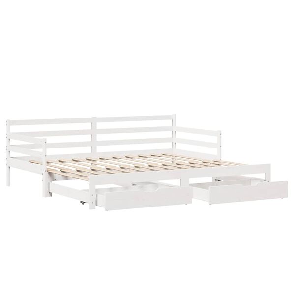 vidaXL Sof&aacute;-cama com gavet&atilde;o e gavetas sem colch&atilde;o 90x200 cm branco