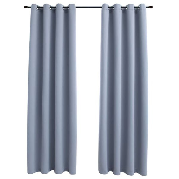 vidaXL Cortinas blackout c/ argolas em metal 2 pcs 140x225 cm cinzento