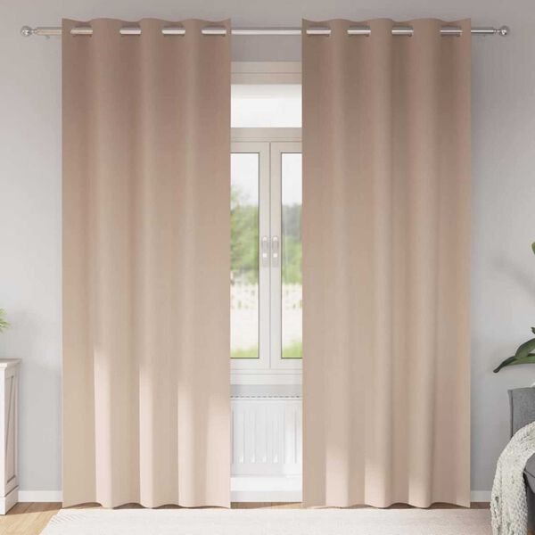 vidaXL Cortinas Blackout com Argolas 2 pcs Cinzento-acastanhado