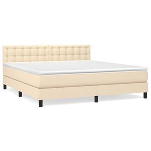 vidaXL Cama com molas/colch&atilde;o 160x200 cm tecido cor creme