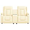 vidaXL Poltrona massagens 2 lug. reclinável sup. copo couro art. creme