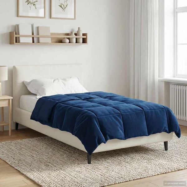 vidaXL Duvet de Ano Inteiro Azul Escuro 135 x 220 cm Microfibra