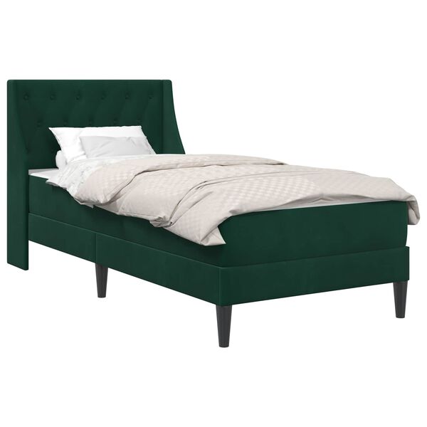 vidaXL Estrutura de cama com colch&atilde;o Verde Escuro 80 x 200 cm Veludo