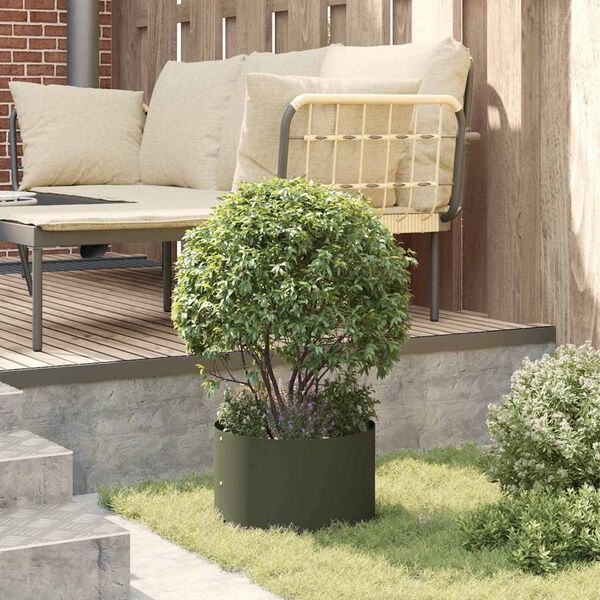 vidaXL Vaso de Jardim Verde Oliva 30 x 30 x 20 cm Aço laminado a frio