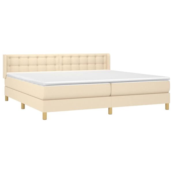 vidaXL Cama com molas/colch&atilde;o 200x200 cm tecido cor creme