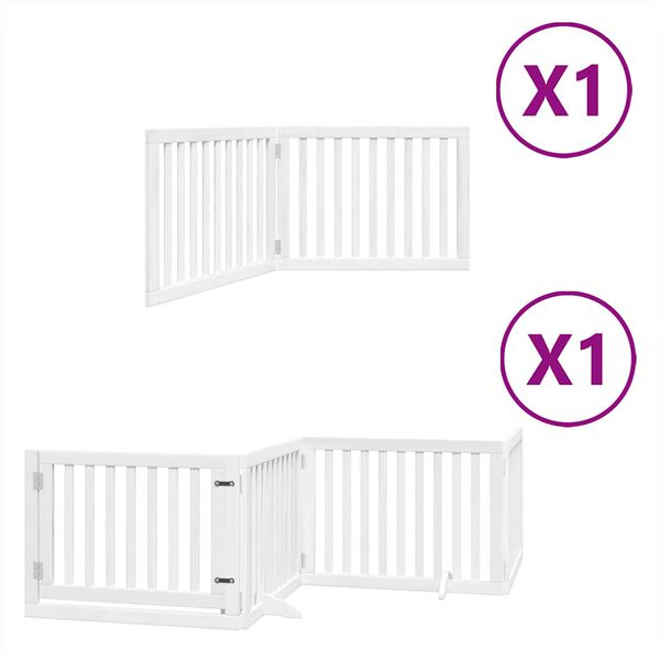 vidaXL Port&atilde;o p/ c&atilde;es com porta dobr&aacute;vel 6 pain&eacute;is 480 cm &aacute;lamo branco