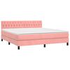 vidaXL Cama box spring c/ colch&atilde;o/LED 160x200 cm veludo rosa
