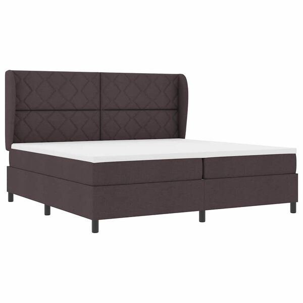vidaXL Cama Box com colch&atilde;o Castanho escuro 200 x 200 cm tecido
