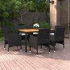 vidaXL 7 pcs conjunto de jantar para jardim vime PE preto