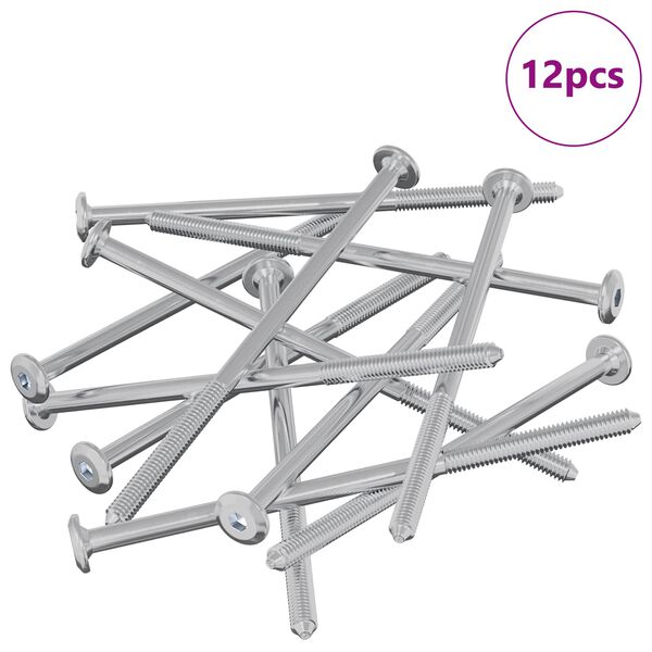 vidaXL Parafusos para M&oacute;veis 12 pcs Prateado M6 x 120 mm A&ccedil;o